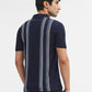 Navy Blue & White Striped Slim Fit Polo T-Shirt | Greenfibre