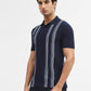 Navy Blue & White Striped Slim Fit Polo T-Shirt | Greenfibre
