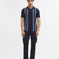Navy Blue & White Striped Slim Fit Polo T-Shirt | Greenfibre