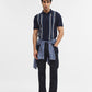 Navy Blue & White Striped Slim Fit Polo T-Shirt | Greenfibre