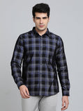 Blue Checked Slim Fit Casual Shirt | JadeBlue