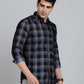Blue Checked Slim Fit Casual Shirt | JadeBlue