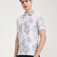 Mauve & White Printed Slim Fit Polo T-Shirt | Greenfibre