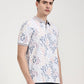 Mauve & White Printed Slim Fit Polo T-Shirt | Greenfibre