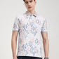 Mauve & White Printed Slim Fit Polo T-Shirt | Greenfibre