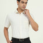 Off-White & Grey Checked Regular Fit Formal Shirt | Greenfire