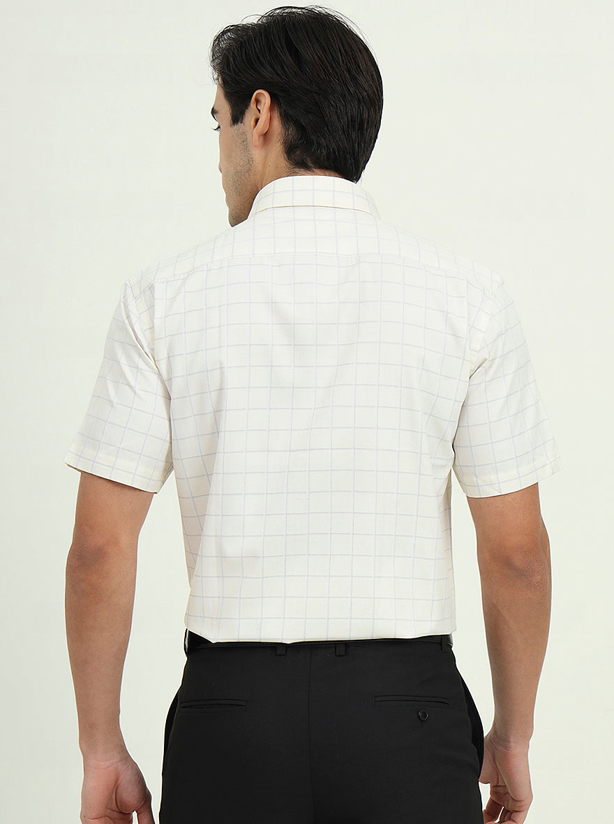 Off-White & Grey Checked Regular Fit Formal Shirt | Greenfire