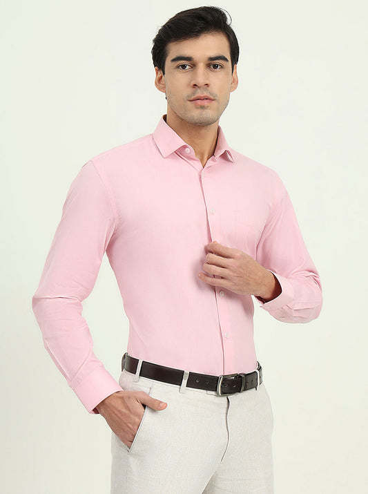 Pink Solid Regular Fit Formal Shirt | Greenfire