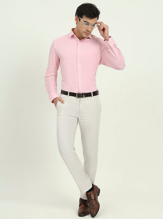 Pink Solid Regular Fit Formal Shirt | Greenfire