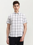 White Checked Slim Fit Casual Shirt | Greenfibre