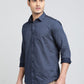 Navy Blue Printed Smart Fit Semi Casual Shirt | Greenfibre