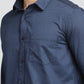 Navy Blue Printed Smart Fit Semi Casual Shirt | Greenfibre