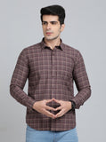 Brown Checked Smart Fit Semi Casual Shirt | Greenfibre