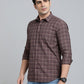 Brown Checked Smart Fit Semi Casual Shirt | Greenfibre
