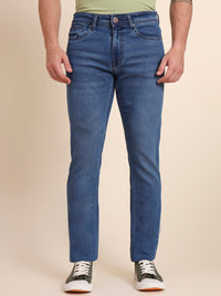 Mid Blue Washed Straight Fit Jeans | Greenfibre
