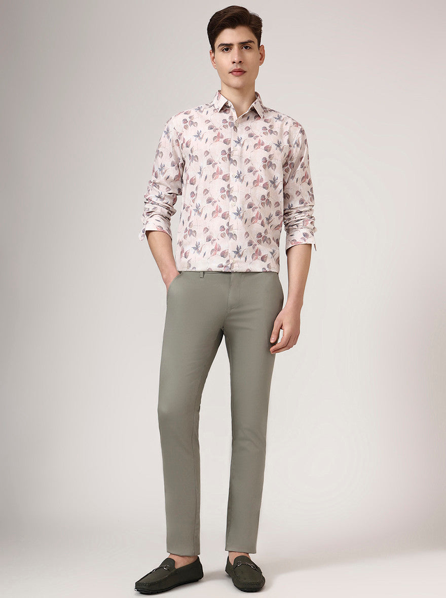 Green Solid Super Slim Fit Casual Trouser | Greenfibre