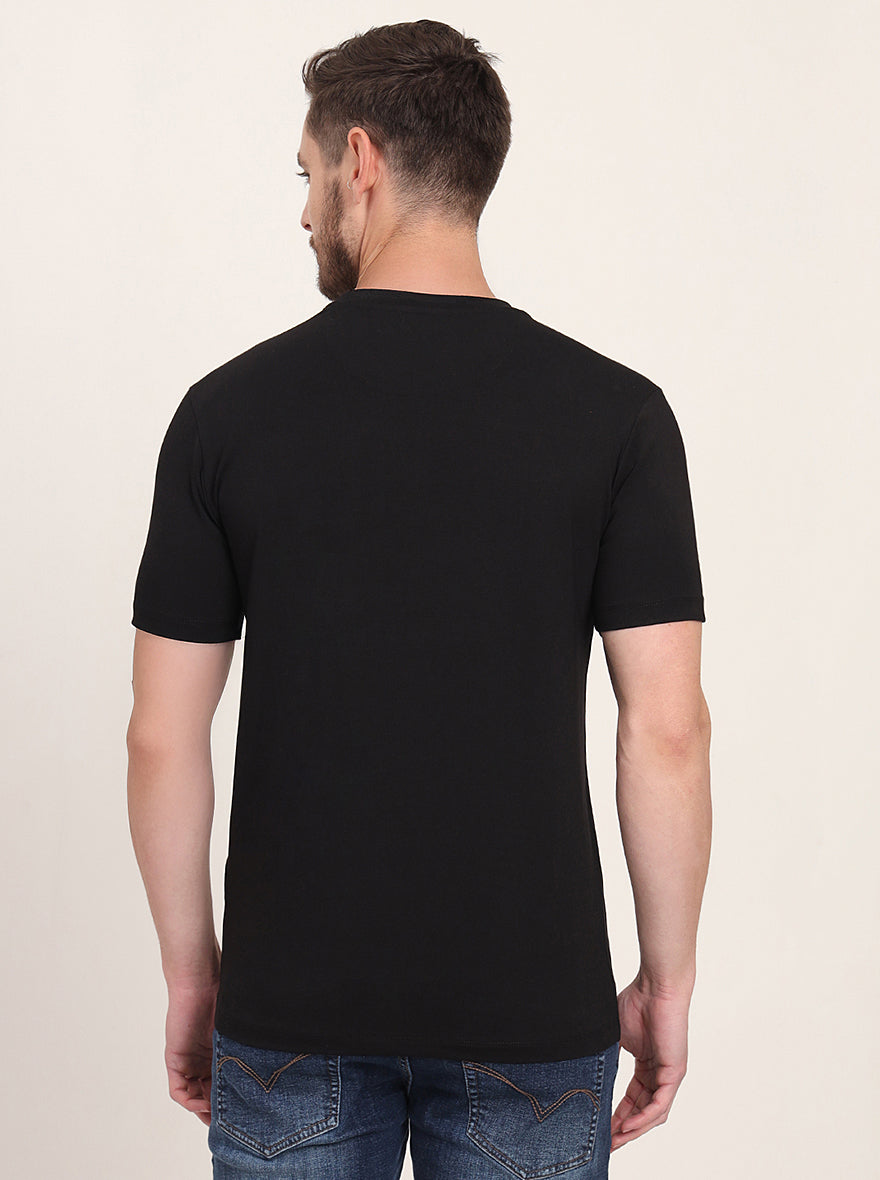 Black Printed Slim Fit T-Shirt | JadeBlue