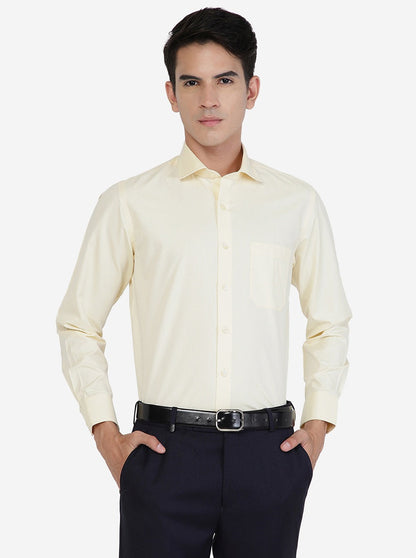 Yellow Solid Slim Fit Formal Shirt | Greenfibre