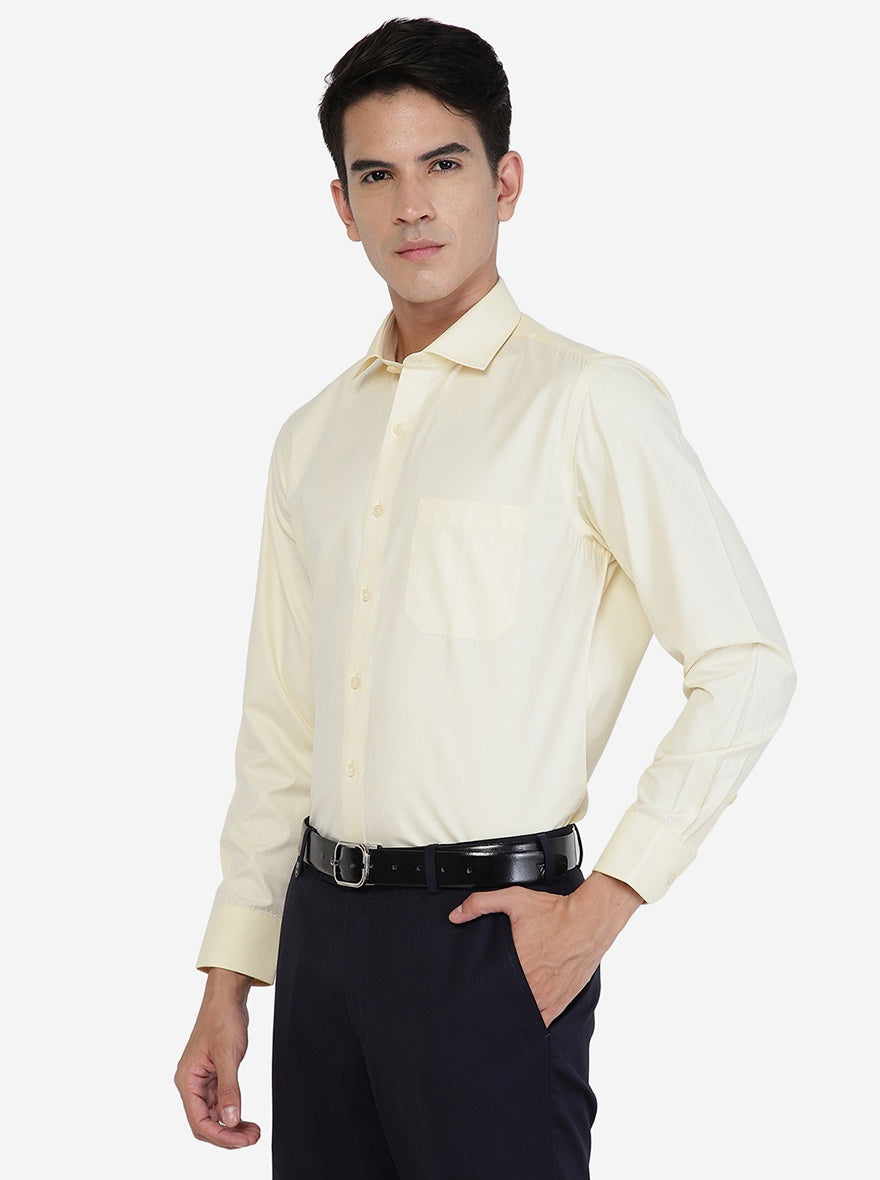 Yellow Solid Slim Fit Formal Shirt | Greenfibre