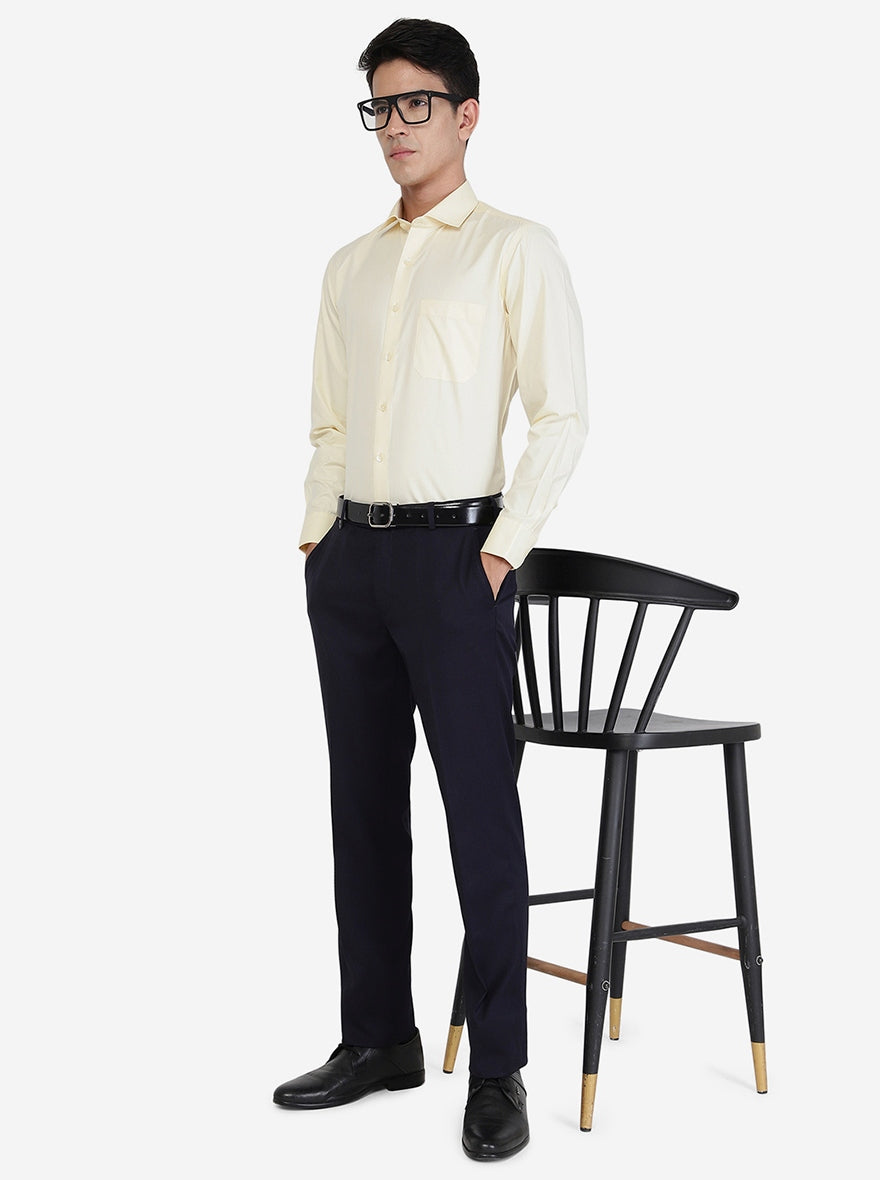 Yellow Solid Slim Fit Formal Shirt | Greenfibre