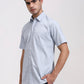 Blue Solid Slim Fit Semi Casual Shirt | Greenfibre