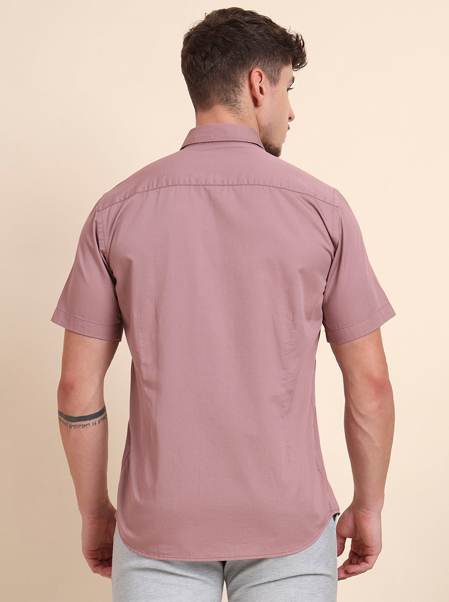 Coral Pink Solid Smart Fit Semi Casual Shirt | Greenfibre