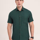 Bottle Green Solid Slim Fit Casual Shirt | Greenfibre