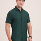 Bottle Green Solid Slim Fit Casual Shirt | Greenfibre