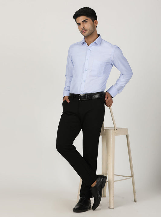 Light Blue Solid Slim Fit Formal Shirt | Greenfibre