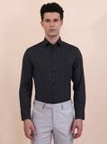 Black Checked Slim Fit Formal Shirt | Greenfibre