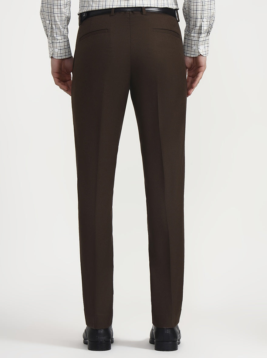 Brown Solid Super Slim Fit Formal Trouser | Greenfibre