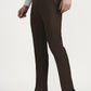 Brown Solid Super Slim Fit Formal Trouser | Greenfibre