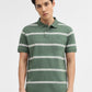 Green & White Striped Slim Fit Polo T-Shirt | Greenfibre
