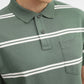 Green & White Striped Slim Fit Polo T-Shirt | Greenfibre