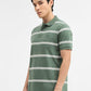 Green & White Striped Slim Fit Polo T-Shirt | Greenfibre