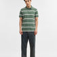 Green & White Striped Slim Fit Polo T-Shirt | Greenfibre