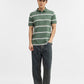 Green & White Striped Slim Fit Polo T-Shirt | Greenfibre