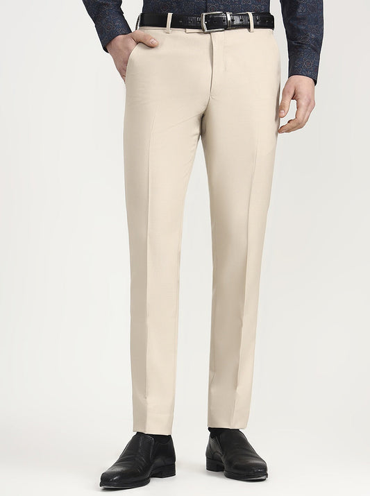 Fawn Solid Super Slim Fit Formal Trouser | Greenfibre