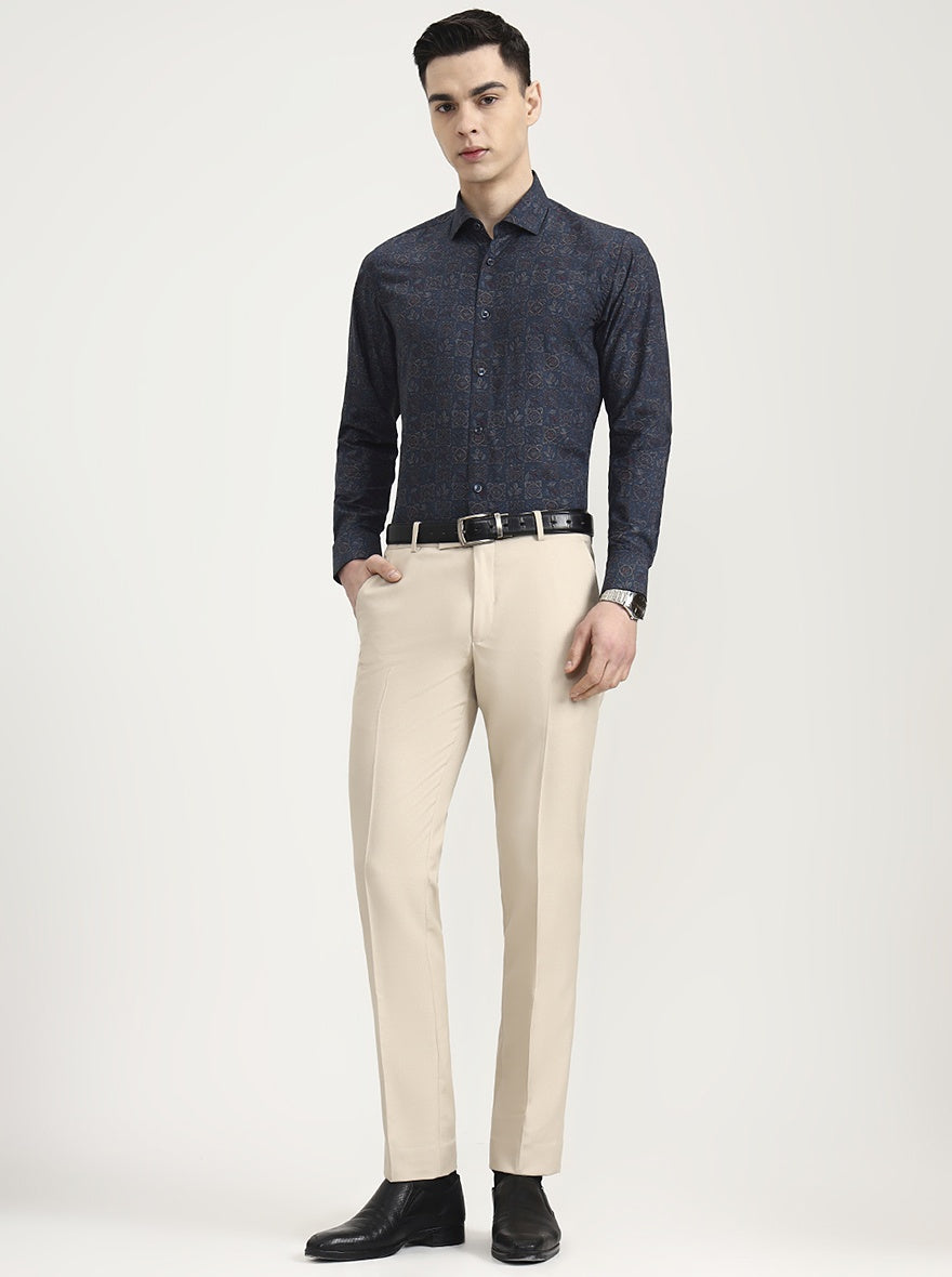 Fawn Solid Super Slim Fit Formal Trouser | Greenfibre