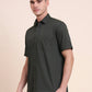 Olive Green Solid Smart Fit Semi Casual Shirt | Greenfibre