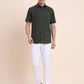 Olive Green Solid Smart Fit Semi Casual Shirt | Greenfibre