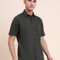 Olive Green Solid Smart Fit Semi Casual Shirt | Greenfibre