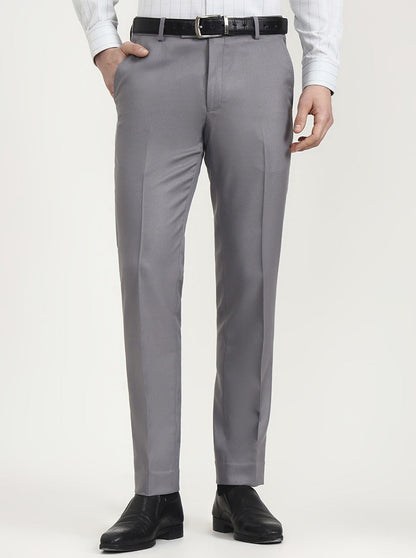 Grey Solid Super Slim Fit Formal Trouser | Greenfibre