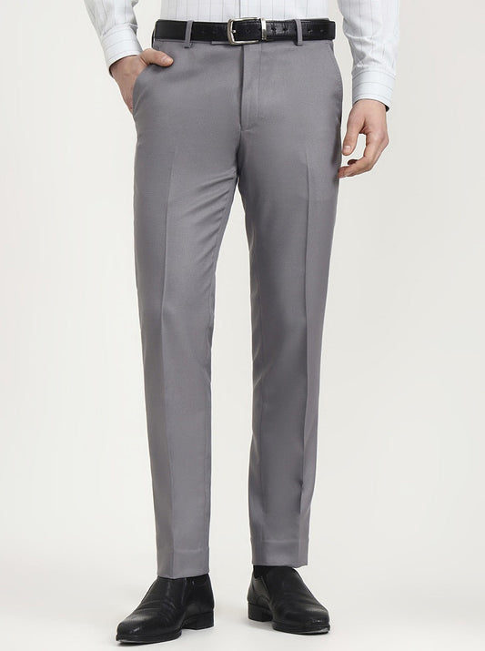 Grey Solid Super Slim Fit Formal Trouser | Greenfibre