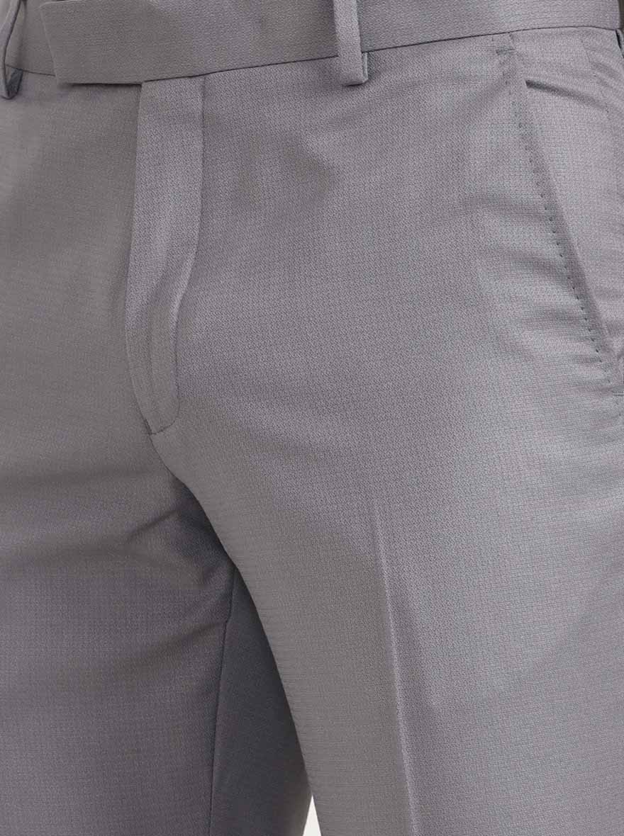 Grey Solid Super Slim Fit Formal Trouser | Greenfibre