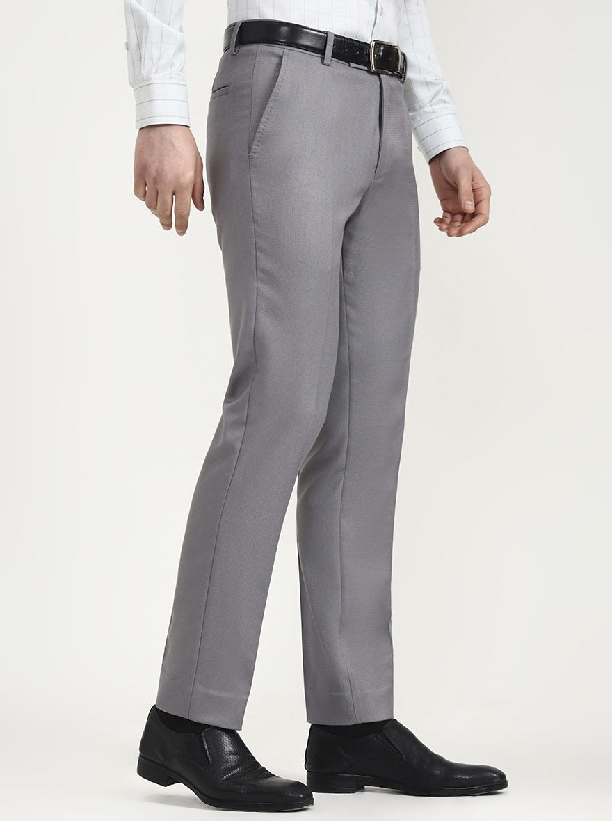 Grey Solid Super Slim Fit Formal Trouser | Greenfibre