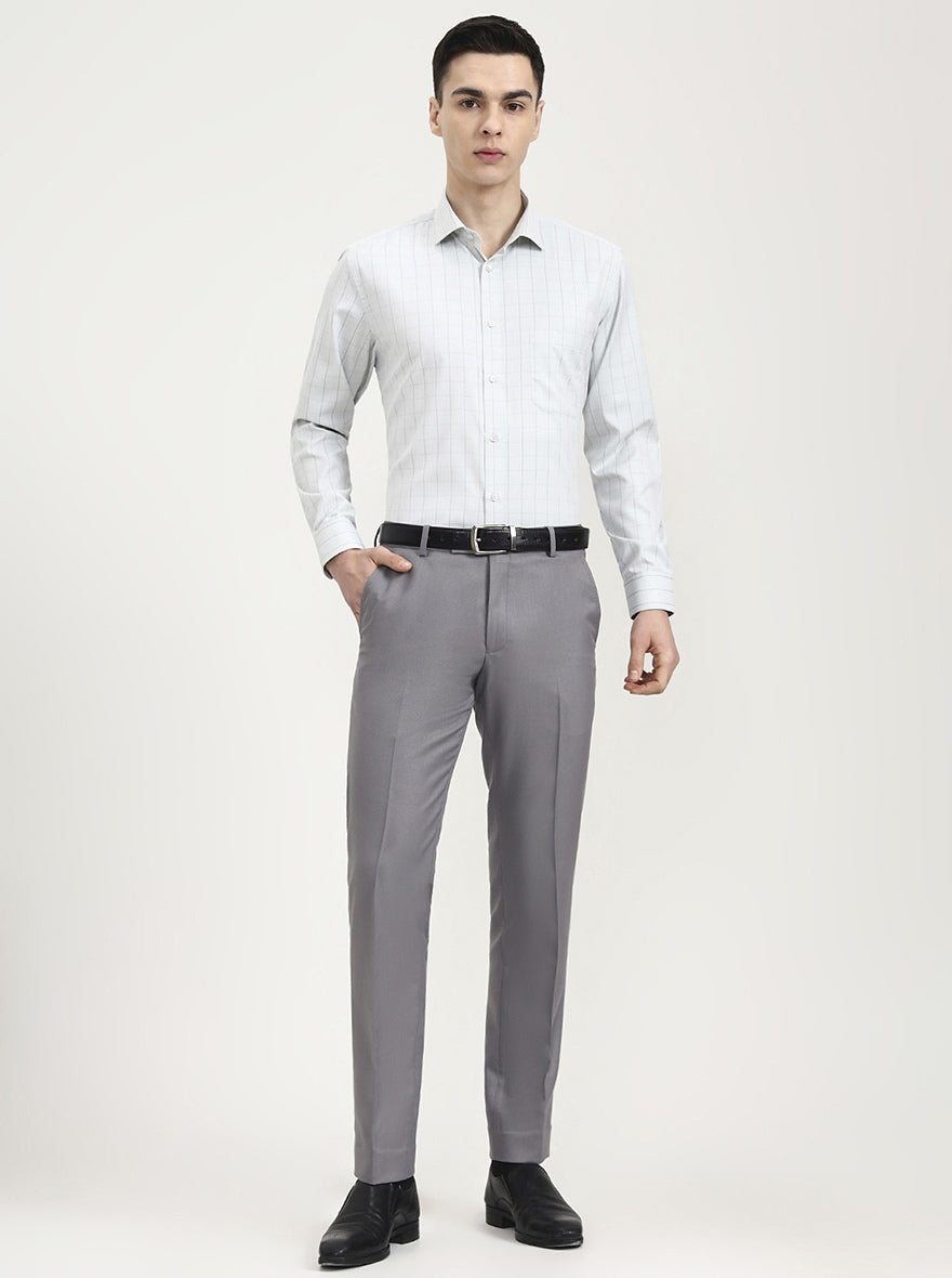 Grey Solid Super Slim Fit Formal Trouser | Greenfibre