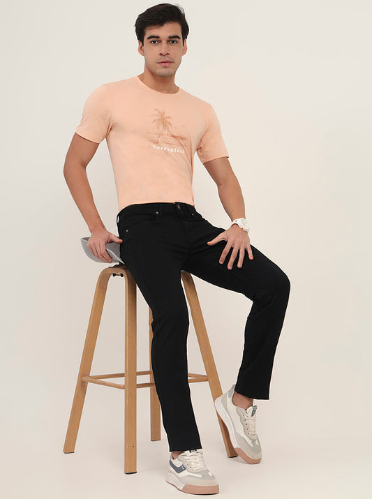 Jet Black Washed Slim Fit Jeans | Greenfibre