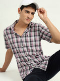 Black & Pink Checked Slim Fit Casual Shirt | Greenfibre