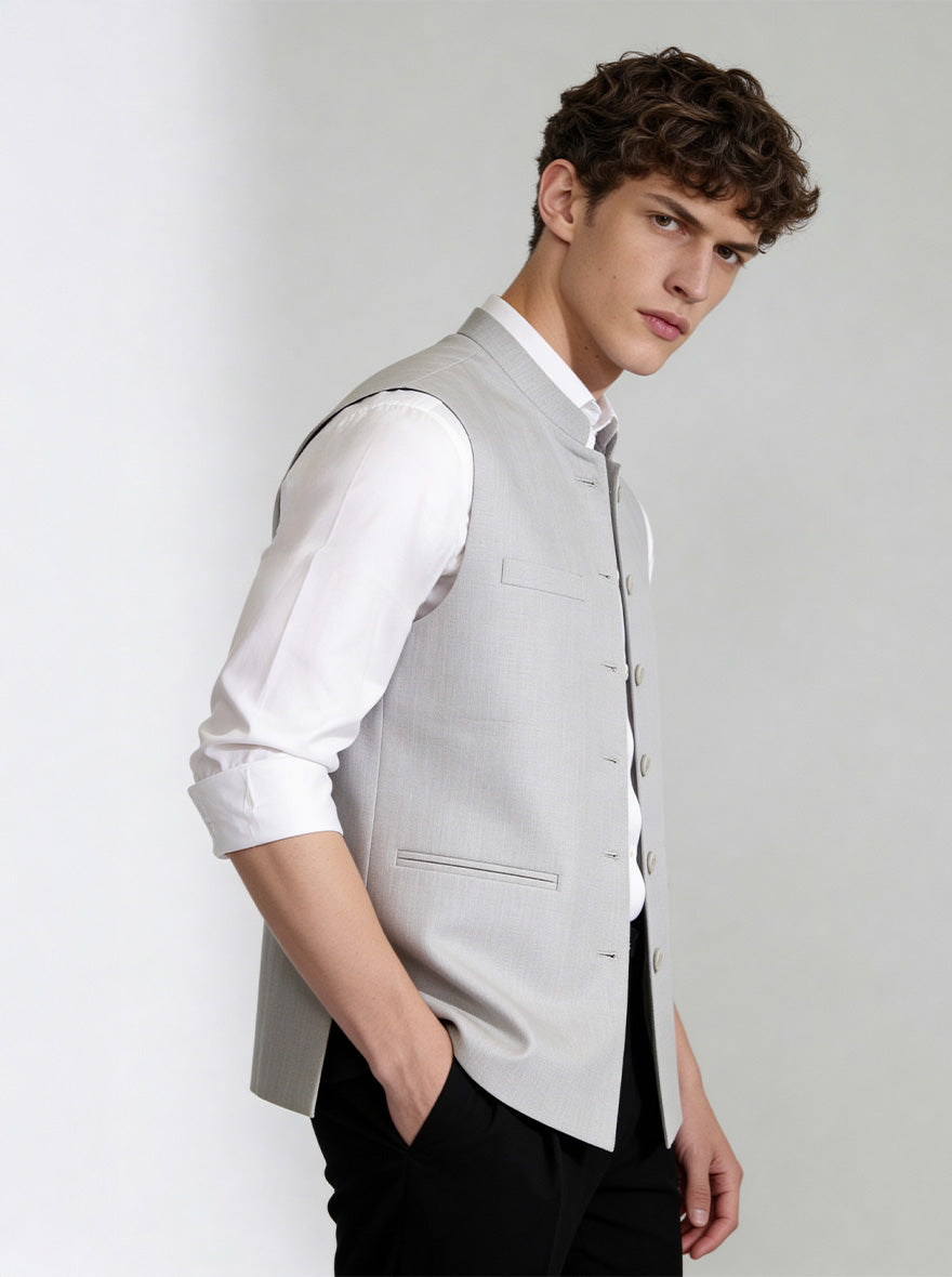 Grey Solid Waistcoat | Greenfibre